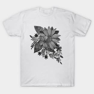 Watercolor sunflowers - black and white T-Shirt